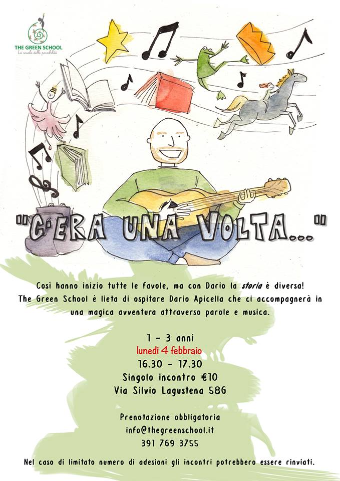 volantino incontro con Dario Apicella @ The Green School il 4 febbraio 2019